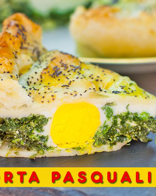 Torta Pasqualina fatta in casa con pasta sfoglia croccante, ripiena di ricotta, spinaci e uova intere, perfetta per Pasqua e Pasquetta.