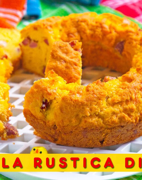 Ciambella rustica di Pasqua salata con salumi e formaggi.