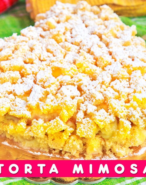 Torta mimosa classica fatta in casa con crema e pan di Spagna