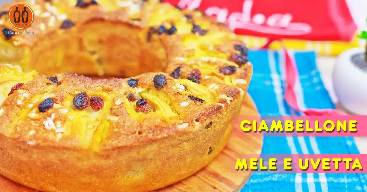 Ciambellone mele e uvetta senza burro, soffice per colazione