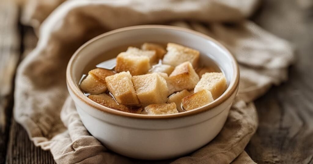 Cubetti di pane raffermo ammollati in acqua fredda per il gazpacho andaluso